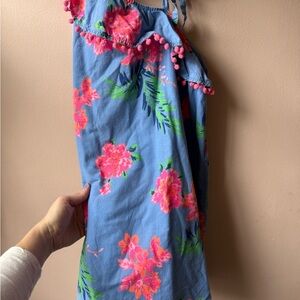 Tommy Bahama Floral Blue Kids Top with Pink Accents